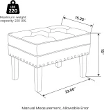 Ottoman Stool, Mid-Century Modern PU Leather Vanity Accent Stool Chair, Makeup Stools Footrest Side Table, Set of 2 2