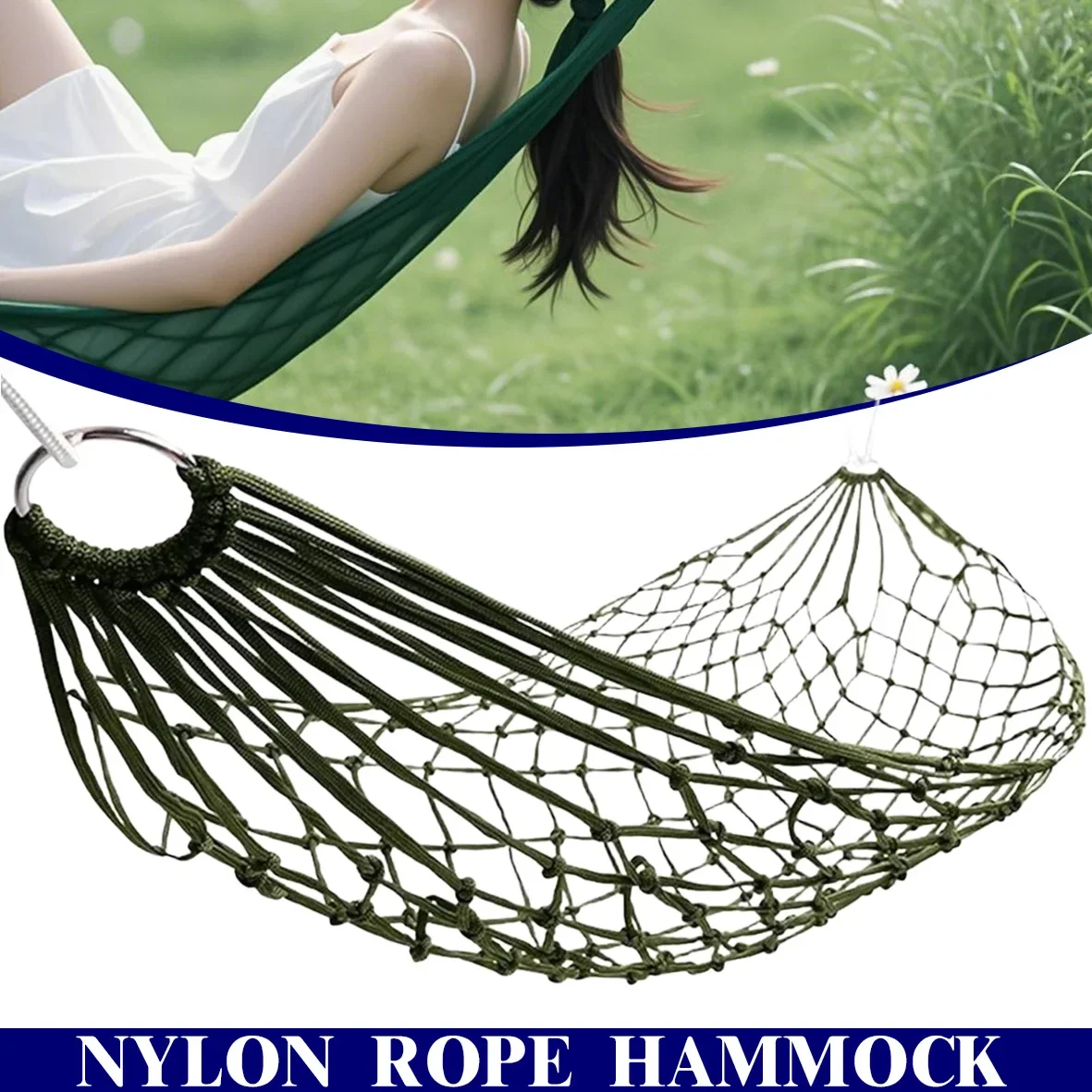 Portable Garden Outdoor Thickened Nylon Rope Hammock Indoor Mesh Hammock Portable Simple Hammock Swing Chair Portable Garden Outdoor Thickened Nylon Rope Hammock Indoor Mesh Hammock Portable Simple Hammock Swing Chair
