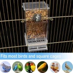 No Mess Automatic Bird Feeder Transparent Food Container Cage Parrot Feeder Accessories for Small Birds Parrot 3