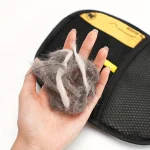 Upgrade Edition Large Pet Static Hair Removal Gloves - Black Polypropylene Cat Grooming Gloves with Yellow Accents 4