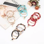 Bohemian Stackable Bead Bracelets for Women Multilayered Bracelet Pendant Charm Stretch Bangles 3