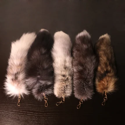 40Cm Fox Wolf Fur Tail Keychains For Women Men Faux Fur Pompom Pendant Keyring Bag Charm Car Key Chain Rings Handbag Accessories