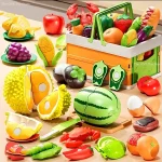 Children's Kitchen Toy Set Simulated Kitchen Cutting Cookware Simulated Fruits Cutting Toys Cooking Accessories for Kids Gift