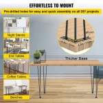 SucceBuy Hairpin Table Legs Black Set of 4 Desk Legs 3 Rods for Bench Desk Dining Chairs Carbon Steel DIY Heavy Duty Furniture 6