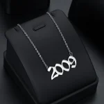 Stainless Steel 1980-2021 Birth Year Necklaces for Women Men Choker Date Number Pendant Necklace Jewelry Commemorat Gift 3