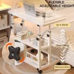 Portable Table for Bedroom Adjustable Overbed Table with Wheels Mobile Bedside Rolling Table Small Standing Laptop Desk Office 4
