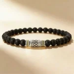 6mm Natural Stone Yoga Bracelet Unisex Sanskrit Meditation Beads Lucky Red Tibetan Buddhist Minimalist Design luxury retro coupl 4