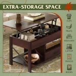 GALAXHERO Lift Top Coffee Table with Hidden Compartment Storage Drawers and Storage Shelf for Living Room Reception Room 2