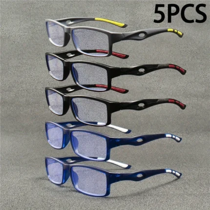 5 Pairs of New Unisex Sports Casual Fashionable Retro Square Frame Reading Glasses