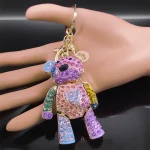 Cute Sweet Colorful Full Crystal Big Bear Key Chain Alloy Rhinestone Fashion Bag Accessories Keyring Jewelry Wholesale N9029 5