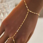 Minimalist Thin Chain Connected Finger Ring Bracelets for Women Multilayer Vintage Ball Beads Link Bangles Party Elegant Jewelry 4