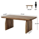 Tribesigns Farmhouse Rectangular Coffee Table, 47.24-Inch Engineered Wood Center Cocktail Tea Table with Sturdy Base 5