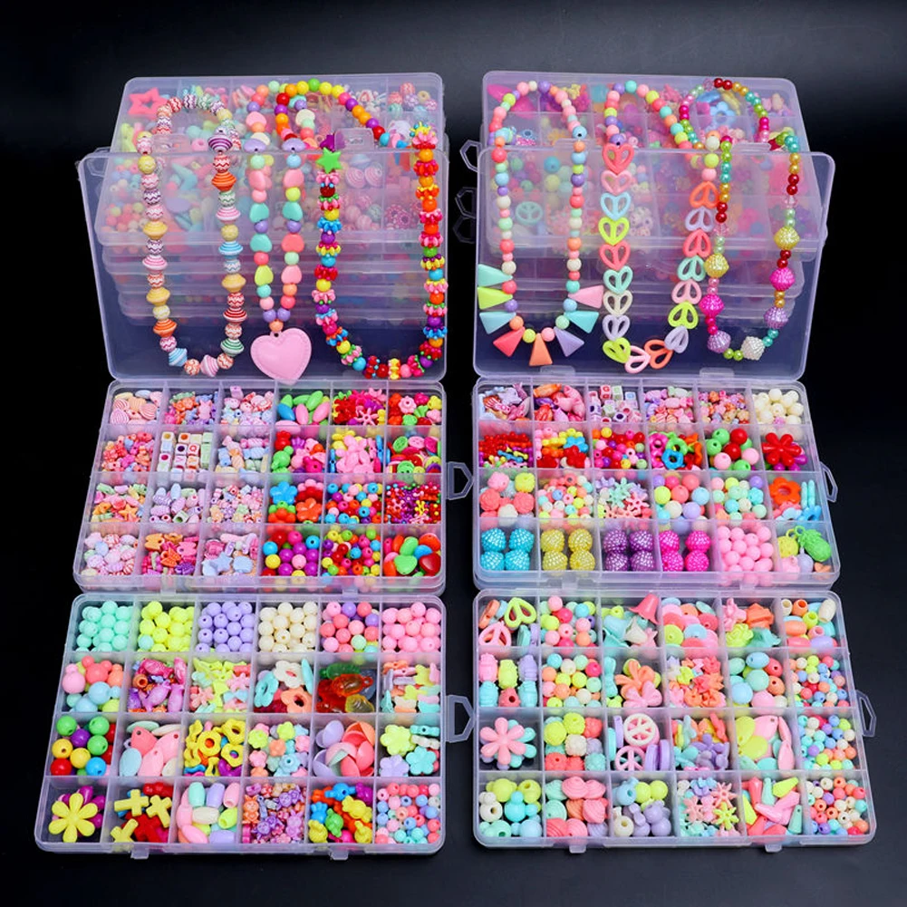 500pcs DIY Handmade Beaded Children's Toy Creative Loose Spacer Beads Crafts Making Bracelet Necklace Jewelry Kit Girl Toy Gift 500pcs DIY Handmade Beaded Children's Toy Creative Loose Spacer Beads Crafts Making Bracelet Necklace Jewelry Kit Girl Toy Gift