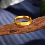Simple Elegant Shiny 24 K Gold Color Rings for Women Men Luxury Lover Couple Ring Wedding Engagement Gifts Not Fade 4