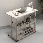 Simple Double-Layer Small Office Desk Adjustable Height Side Mobile Workbenchmobile Laptop Computer Standing Bedside Home Desk 5