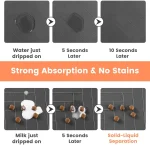 S（little kitten ）、M、L bsorbent Pet Feeding Mat, Waterproof Placemat for Dog & Cat Food & Water Bowls, Quick-Dry Rubber Backing 2
