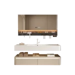 Light White Bathroom Cabinets Simple Washbasin Vintage Vanity Bathroom Cabinets Storage Mirrors Mobiletto Bagno Furniture 4