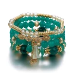 4Pcs New Tassel Charm Beads Bracelet Set For Women Colorful Glass Beaded Chain Bangle Men Bohemian Jewelry 6