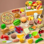 Children's Kitchen Toy Set Simulated Kitchen Cutting Cookware Simulated Fruits Cutting Toys Cooking Accessories for Kids Gift 2
