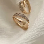 18 K Gold Plated Sun Rings for Women Natural Stone Inlaid in Hollow Metal Texture Ring Trendy Jewelry 4