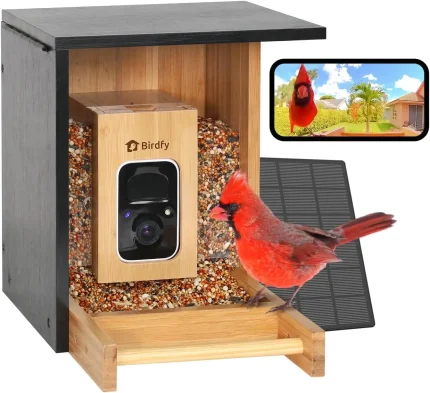 Smart Bird Feeder with Camera, Solar Powered, 2K HD Live Stream, AI Recognition for Bird-Watching & Learning