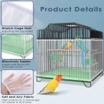 1PC Square round Bird Cage Clothes Cover Splash Proof Mosquito Net Screen Parrot Protection Net Cage Accessory 3