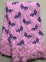 Purple African Swiss Voile Cotton Lace Fabric 2026 High Quality 5 Yard Embroidered Nigerian Lace Fabric Elegant Dress for Sewing 6