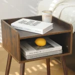 Mid Century Modern Side Table Bedroom with Storage, Small End Bedside Table with Solid Wood Legs for Living Room, Office Small S 5