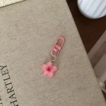 Little Flower Colorful Keychain Sweet Resin Gradient Key Chain Transparent Color Diy Cute Bag Keychains Pendant Girls Jewelry 6