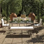 Outdoor Open-air Wrought Iron Sofa Nordic Simple Garden Furniture Sets Leisure Sofa Villa Pavilion Patio Rainproof Table Chairs