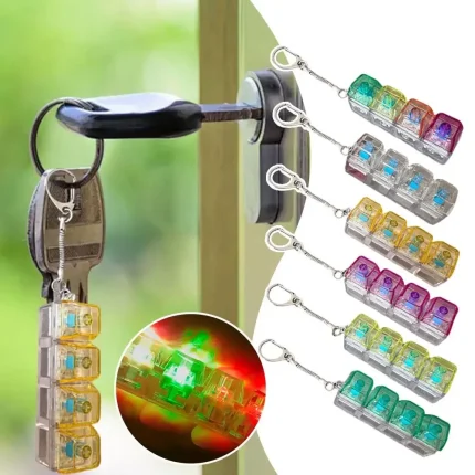 4 Keys Mechanical Keyboard Axis Tester Keychain Stress Relief Clicker Fidget Keyboard with LED Decompression Tools Pendant Gifts