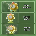 Bubble Machine Toy Electric Automatic Sunflower Shaking Head Adjustment Light Dancing One Key Bubble Maker Toy For Kids 4