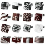 High quality French shirt cufflinks Black Red White Enamel Cuff Links Men's tie clip Cuff Links Jewelry gifts for successful men