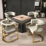 Luxury golden Dining Chairs wrought Iron Backrest Armchair Kitchen Modern Dining Room Furniture Home Bedroom Salon Makeup Chair 3