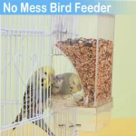 No Mess Automatic Bird Feeder Transparent Food Container Cage Parrot Feeder Accessories for Small Birds Parrot 4