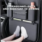 6-Pocket Car Seat Back Storage Bag Wear-Resistant Car Backseat Organizer Tissue/Cup Holder Waterproof Anti-Kick Pad 2