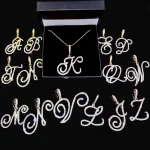 Flatfoosie New A-Z Cursive Initial Letter Name Pendant Necklace For Women Simple Rope Chain Letter Necklace Fashion Jewelry Gift 4