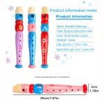 1pc 20cm/7.87in Colorful Wooden Flute Music Instrument Trumpet Buglet Hooter Kids Educational Learning Musical Toys for Children 3