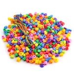 Rainbow Lacing Beads for Toddlers Color and Shape Sorter Fine Motor Skills Early Learning Montessori Toys for Preschool Kids 3