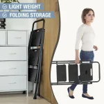 JHK Folding 2/3 Step Ladder Stool with Anti-Slip Pedal 800lbs Capacity Sturdy Steel Portable Cushioned Handle for Kitchen Home 6