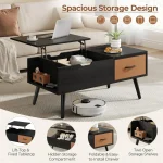 Lift Top Coffee Table for Living Room, Wooden Small Center Tables with Large Storage 4
