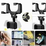 360 Car Phone Holder Rearview Mirror Mount Bracket Navigation GPS Mobile Stand Clip Foldable Adjustable Car Cell Phone Support 3