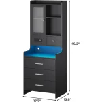 contemporary 49.2" led-lit nightstand with charging port and storage shelf 3