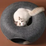 Felt Donut Bed for Cats House With Breather Hole Dog Bed Interactive Play Toys for Cats to Hide 2 in 1 Tunnel for Cats Bed 3