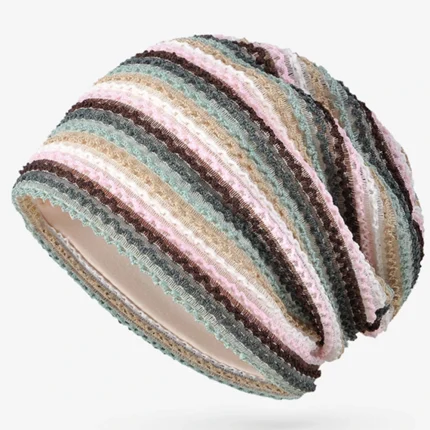 Ladies Summer Striped Knit Beanies Slouchy Style Skullies Sports Thin Bonnet Cap Men Riding Sun Caps Women Hiphop Pile hat