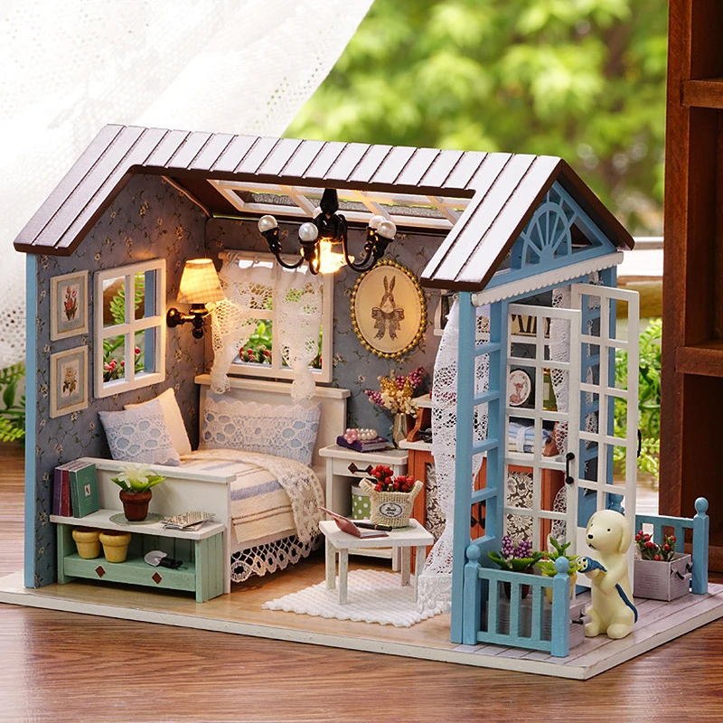 DIY Miniature Dollhouse Kit Assemble Puzzle 3D Wooden House Room Craft With Furniture LED Lights Children's Birthday Gift Toys DIY Miniature Dollhouse Kit Assemble Puzzle 3D Wooden House Room Craft With Furniture LED Lights Children's Birthday Gift Toys