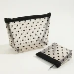 Nylon Mesh Cosmetic Bag Zipper Heart Shaped Toiletry Organizer Makeup Bags Multifunctional Women Lipstick Key Coin Purse Pouch 4