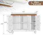 White Accent Cabinet with Doors, Farmhouse Credenza Cabinets for Living Room, Sideboard Buffet Cabinet with Storage, Customized 2