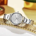 Fashion quartz watch for women's luxury watch, simple circular dial, stainless steel women's watch 4