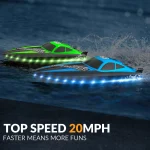 VOLANTEXRC RC Boat 20MPH Fast Remote Control Boat with Lights 2.4Ghz Toy Boat for Pools and Lakes with 2 Rechargeable Batteries 2